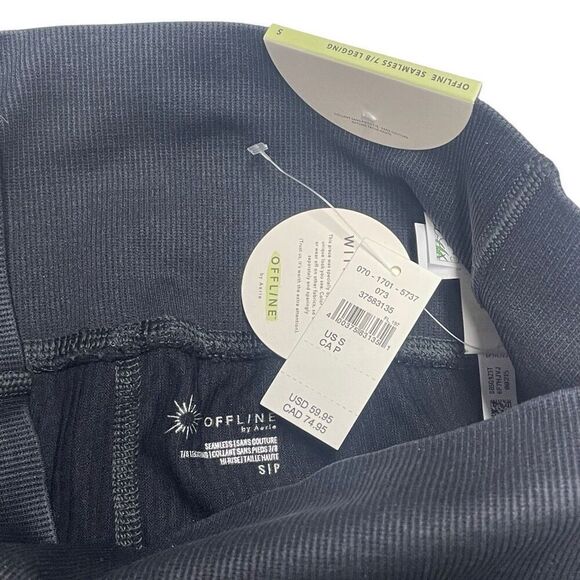 Aerie Offline Black Washed Seamless Faux Cable High Waisted Leggings N0367 - Picture 5 of 9